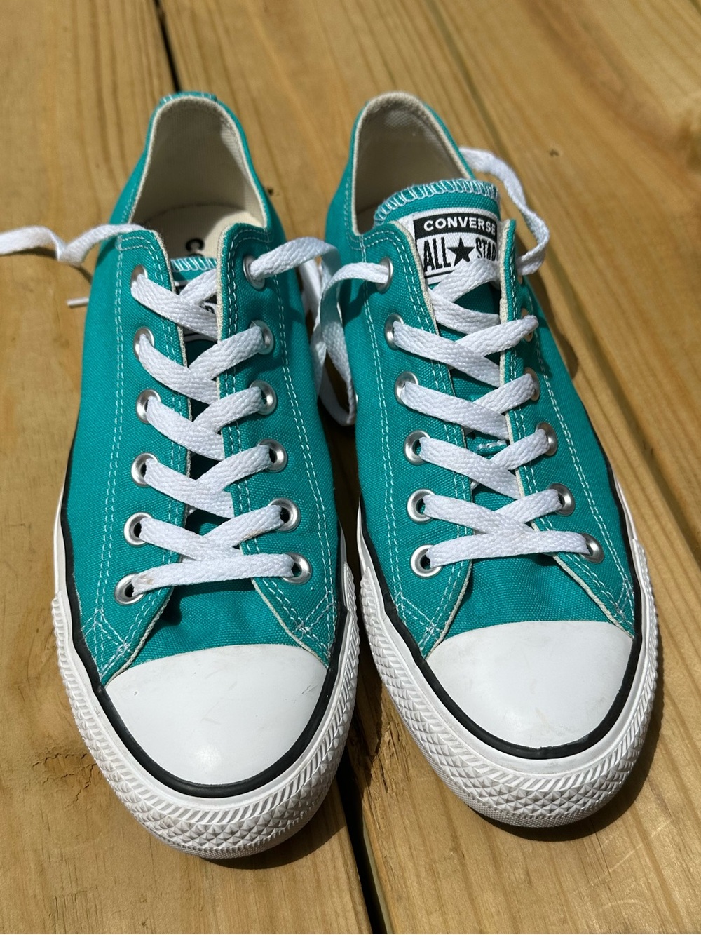 Converse Low Top Sneakers - Teal and White